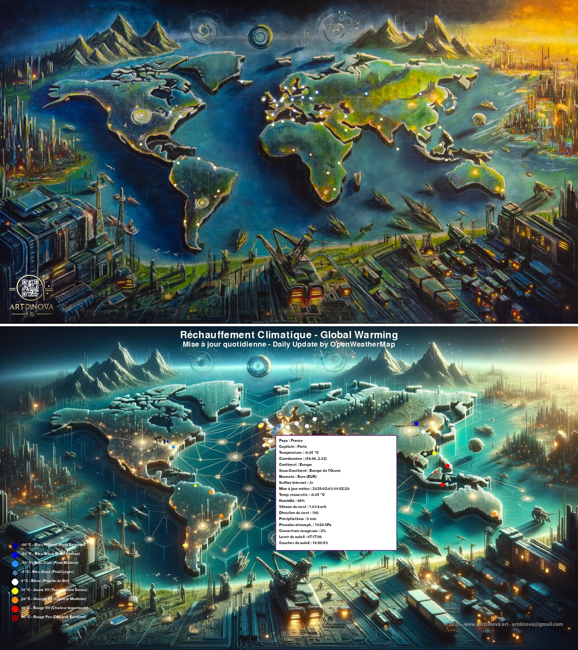 Mappemonde Interactiva - Calentamiento global - Expuesta en el Gran Palacio del 19 al 22 de febrero de 2025